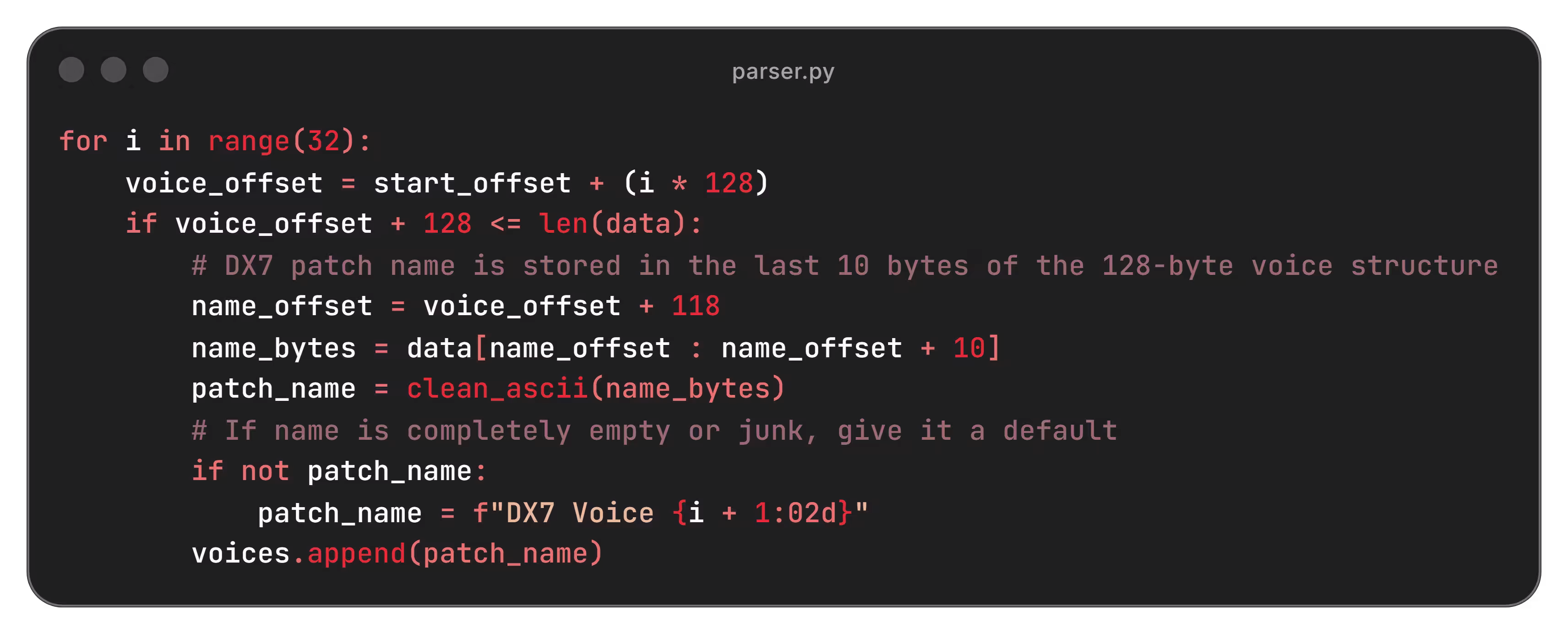 Auto-naming Hexadecimal Parser